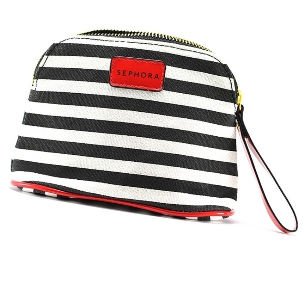 Sephora Black & White Striped Cosmetic Bag